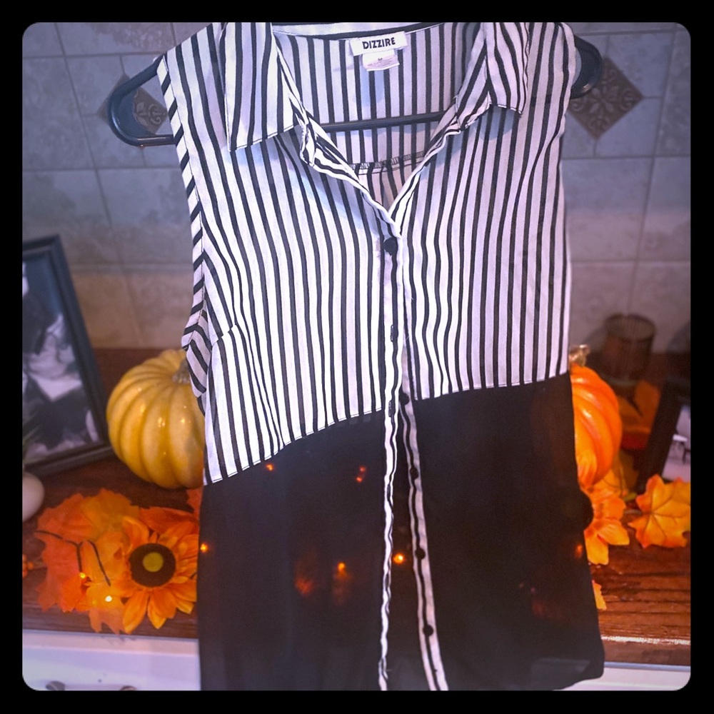 Black/White Striped Tank